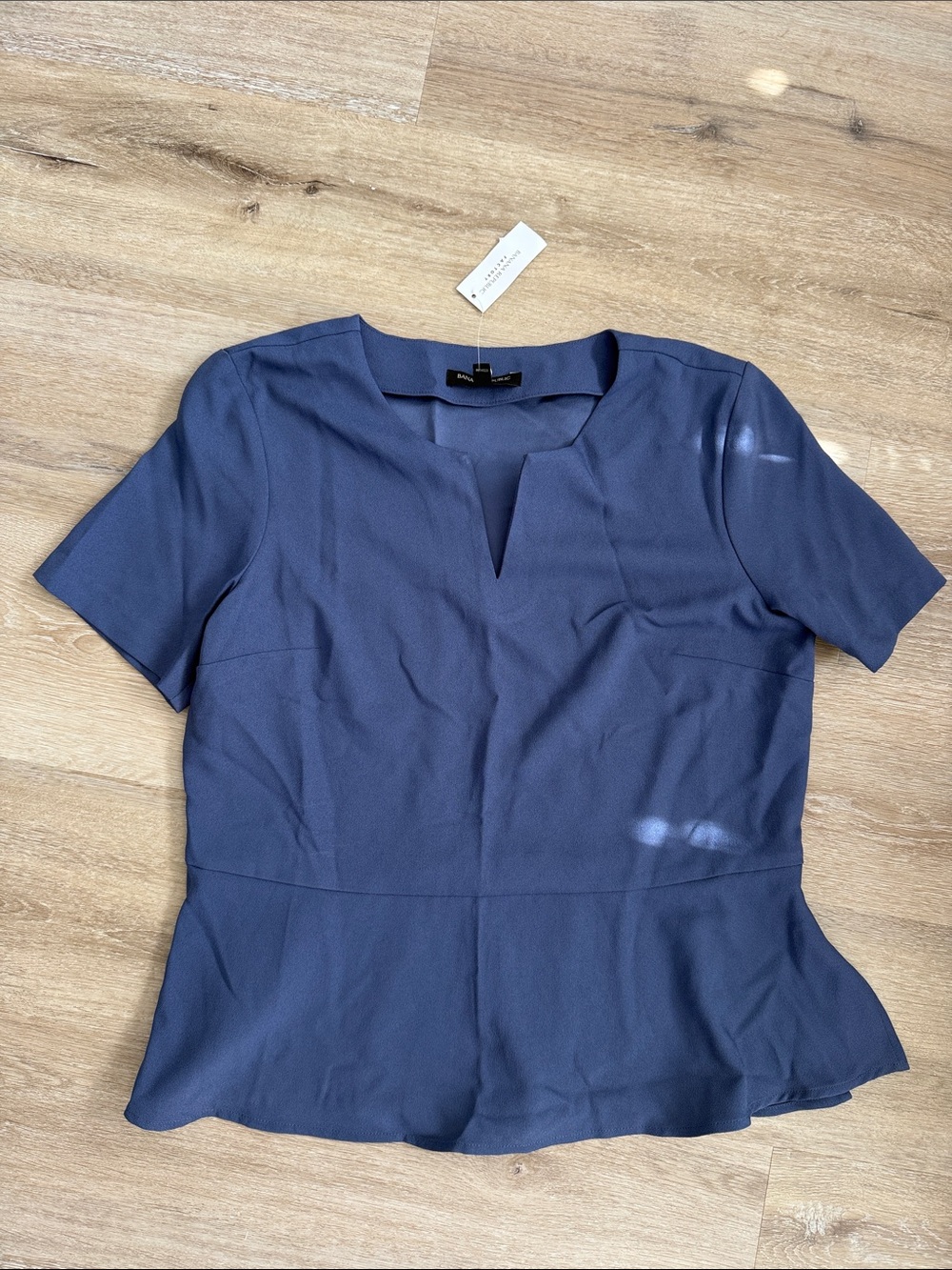 Banana Republic Blue Notch-Neck Peplum Top